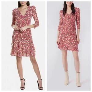 Diane Von Furstenberg Women size Small Marcelle Pleated Mesh Dress